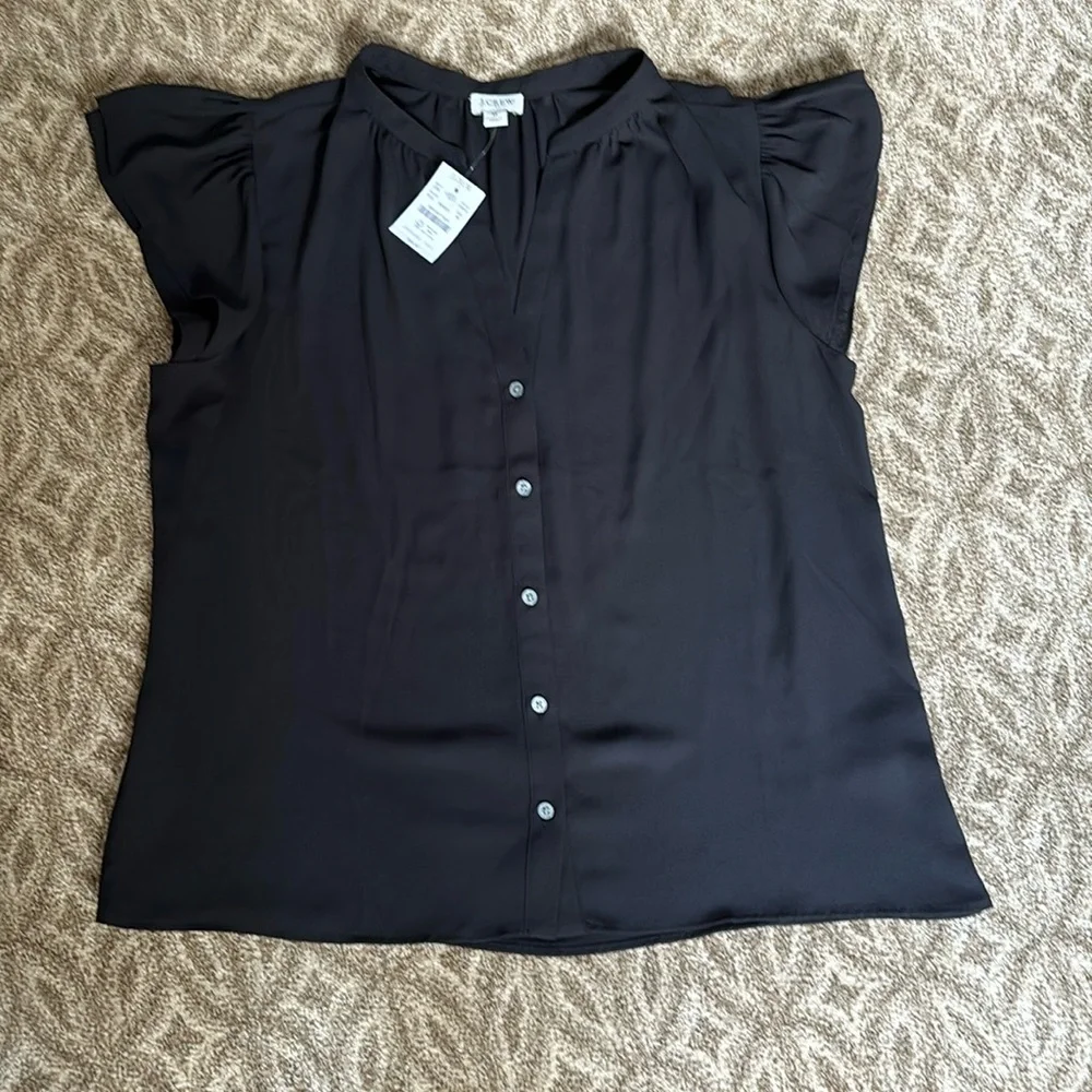 J. Crew Ruffle Short Sleeve Button front Shell - Picture 1 of 4